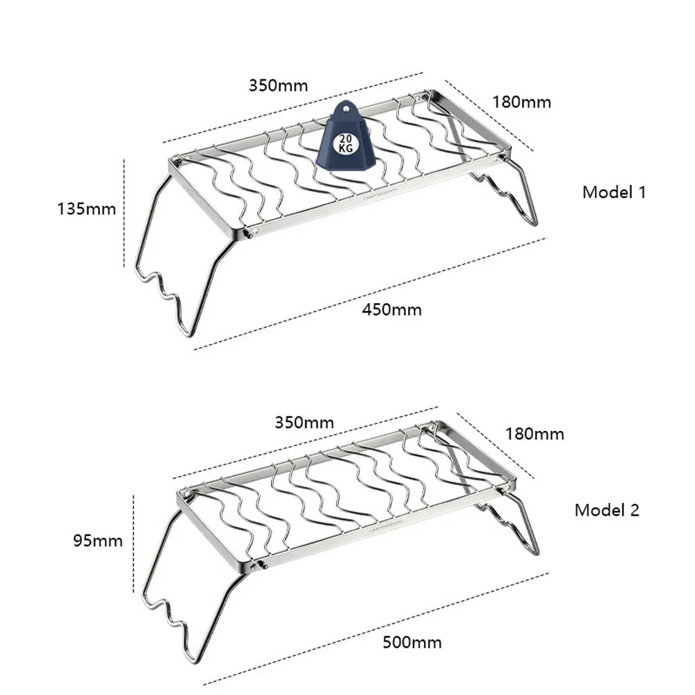 

CAMPINGMOON 20KG Outdoor Camping Barbecue BBQ Cooking Foldable Mini Stoves Rack Two Levels of Height Adjustable with Storage Bag