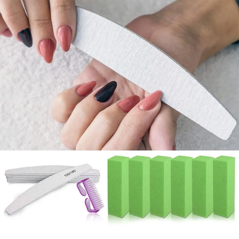 

13Pcs/Set Nail Sanding Files Half Moon Shape Anti-Abrasion With Brush Half Moon Sandpaper Nail Sanding Grinding Tools for Manicu