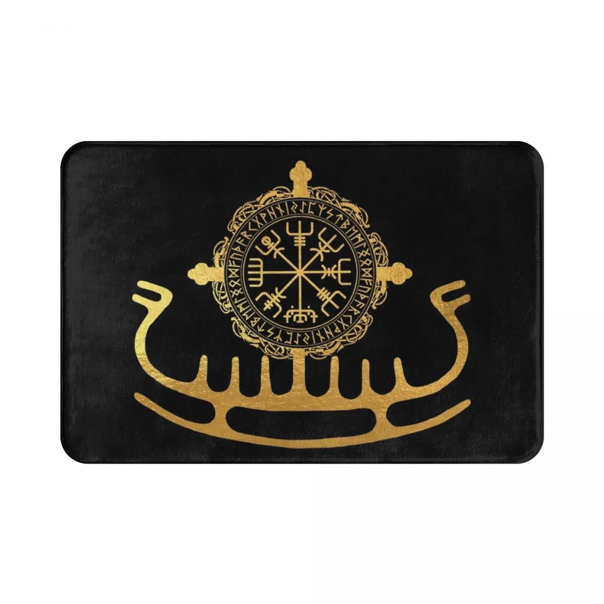 

Vegvisir Runic Compass Viking Ship Doormat Rug carpet Mat Footpad Anti-slip Water oil proofEntrance Kitchen Bedroom balcony