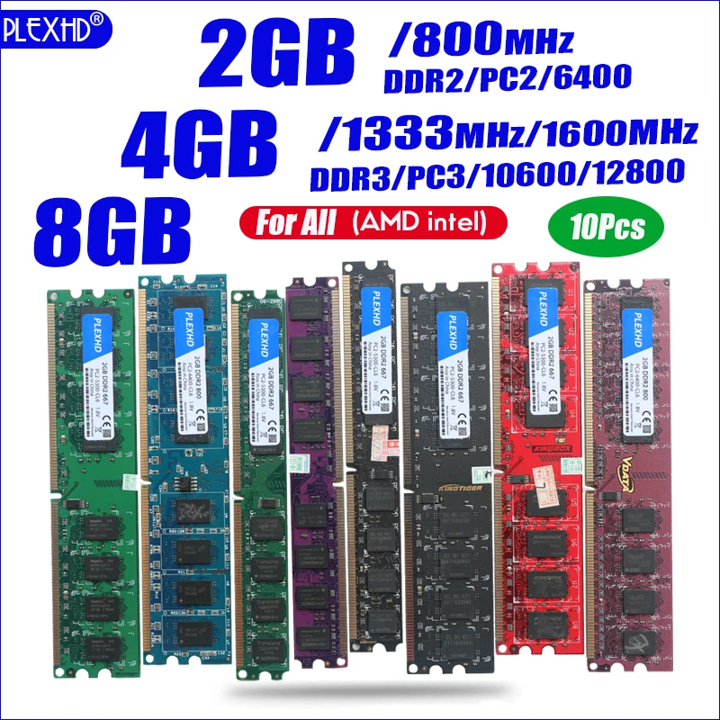 Оперативная память для настольного ПК PLEXHD DDR2 800 PC2 6400 2 ГБ 4 8 совместимая с МГц/667