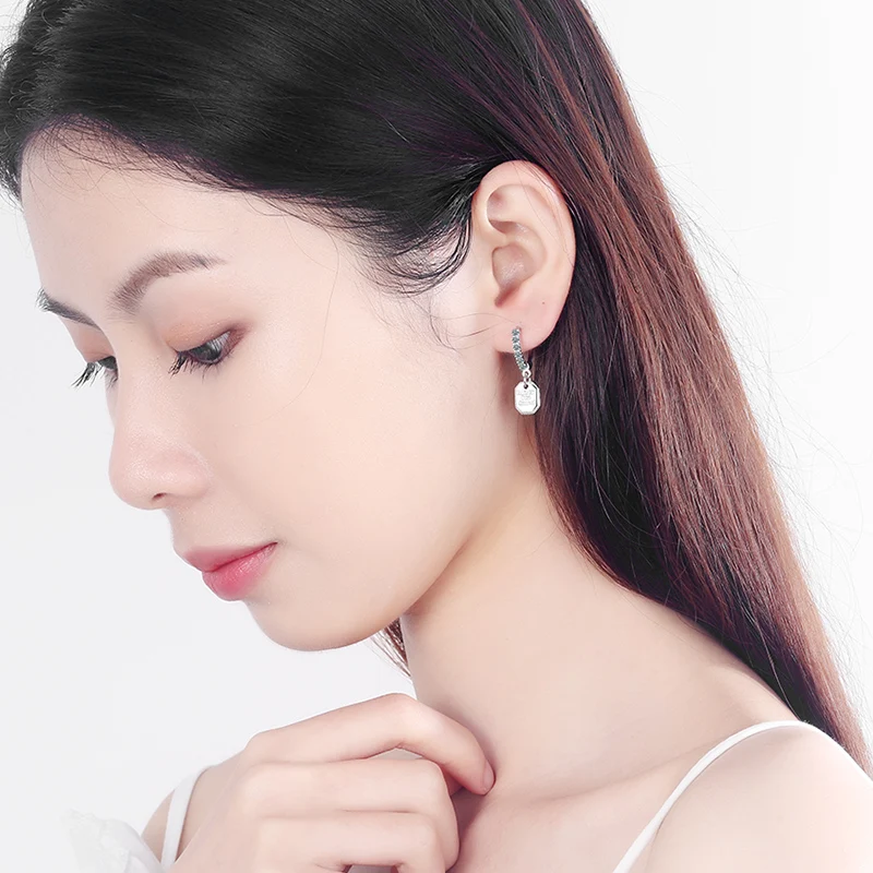 

JYouHF Fashion Gold Silver Color Geometric Drop Earrings for Women Female Korean Simple S925 Stamp Crystal Earrings Oorbellen