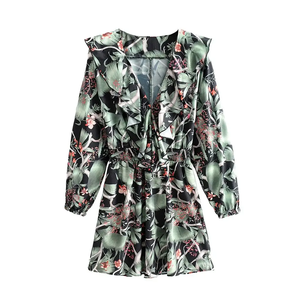 Женское кружевное платье с цветочным принтом плиссированное эластичное высокой