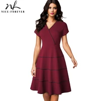nice forever summer women classic patchwork office dresses business work retro swing flare dress a253