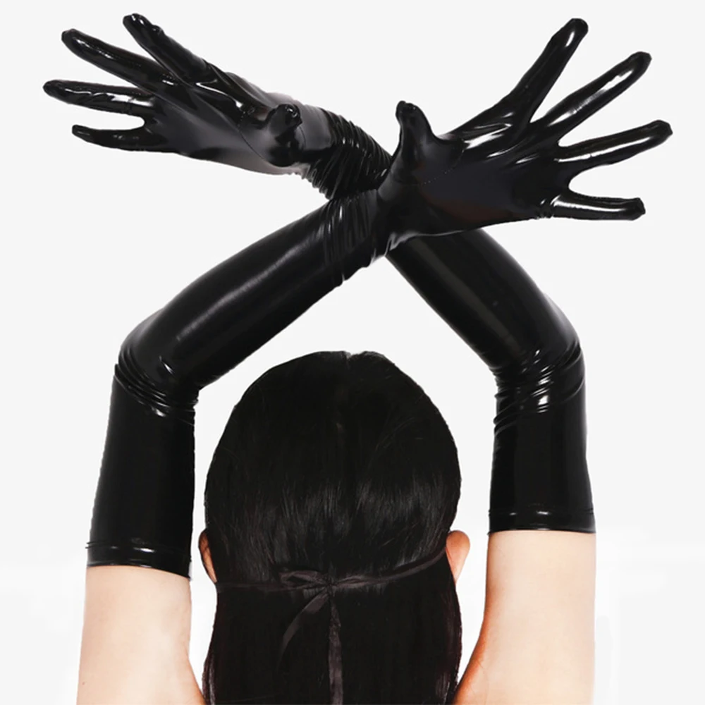 

New Sexy Shiny Latex Long Gloves Punk Rock Gloves Hip Hop Jazz Disco Patent Leather Mittens Clubhouse Polo Dance Cosplay Costume