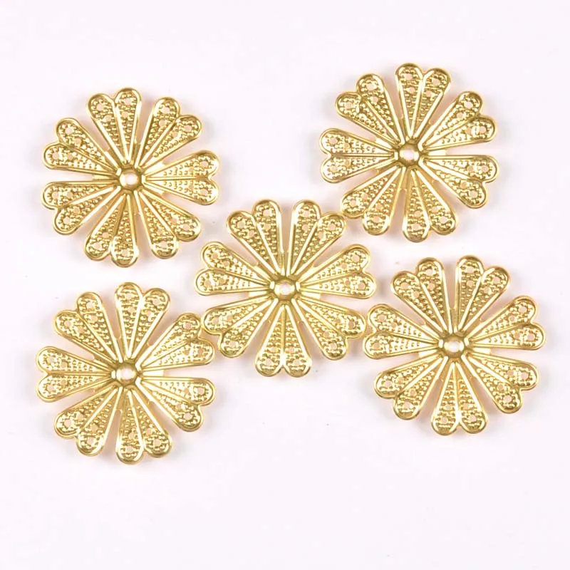 40 мм Золотые/серебряные/бронзовые антикварные цветы оболочки для ювелирных
