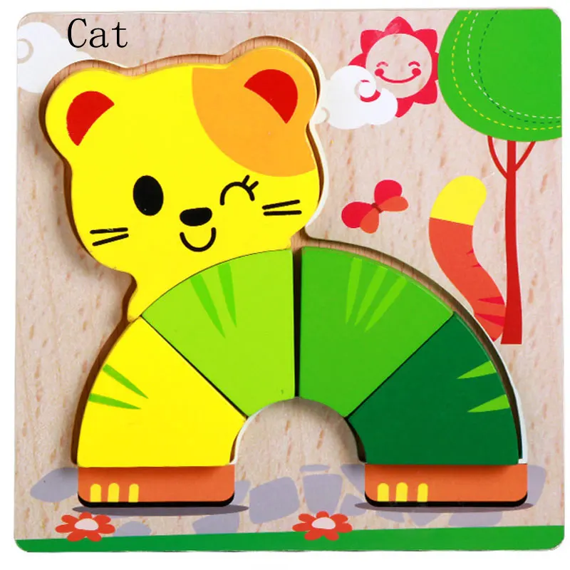 

Big Size Cartoon Animal 3D Wooden Puzzle Jigsaw For Children Montessori Assemble Early Education Puzzle Game Toy Baby Gift