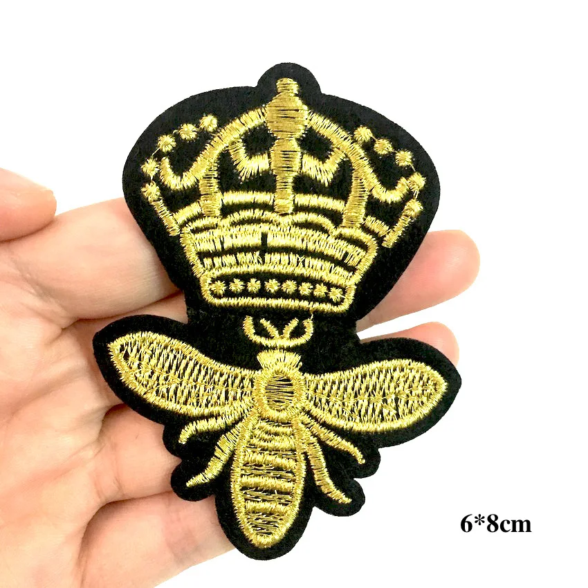 Золотая Корона пчела ручной работы патчи для вышивки утюгом одежды сделай сам