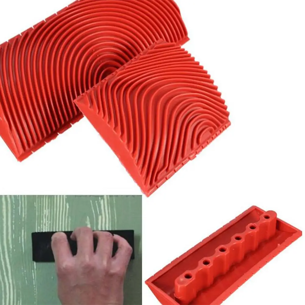 

2pcs Red Rubber Wood Grain Paint Roller Brush Wood Grain Pattern Home DIY Wall Texture Art Graining Painting Tool