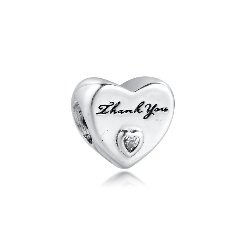 

Подходят для браслетов CKK из настоящего серебра 925 пробы, Шарм-бусины с сердцем «Thank You» для женщин, бижутерия «сделай сам» из кралена, оптовая продажа