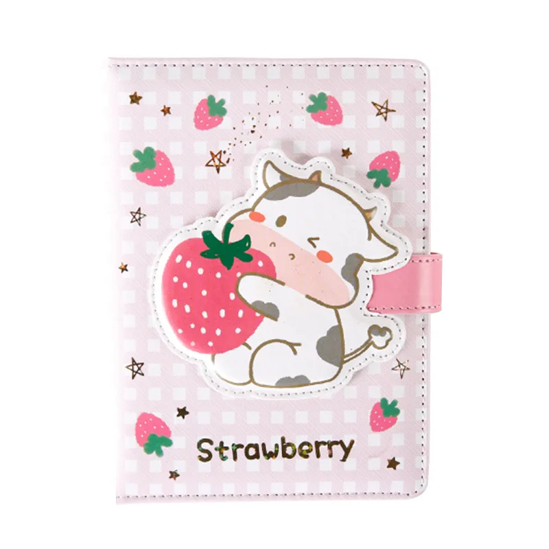 

2021 New Kawaii Cartoon Animal Theme Soft PU Leather Diary A6 Happy Time Notebook Blank+Grid Paper 120P