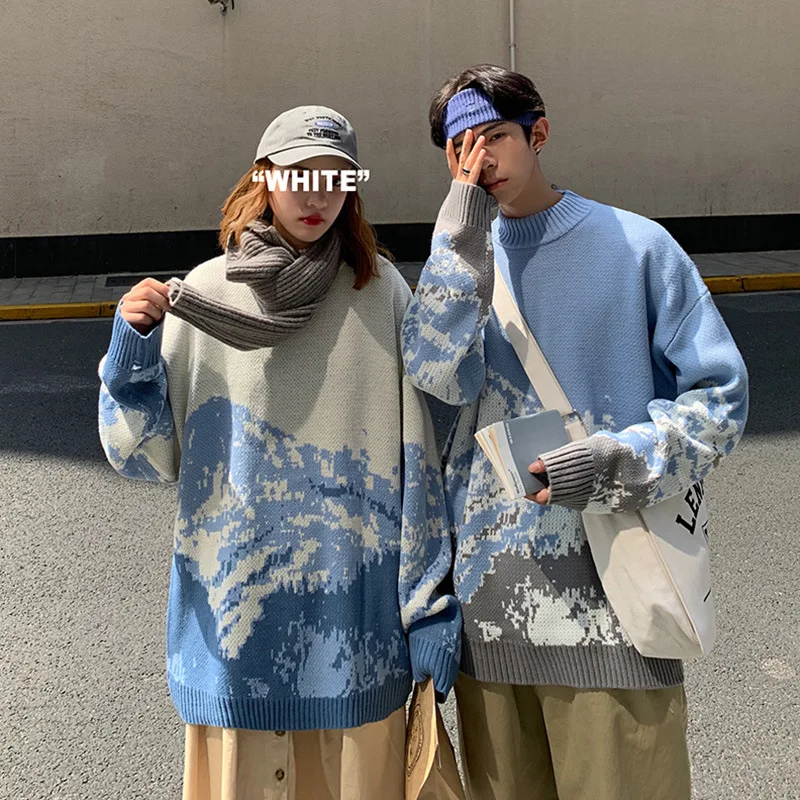 

2021 Autumn and Winter Ins Tide Brand Sweater Men's Loose Sweater Coat Personality Casual Sweater