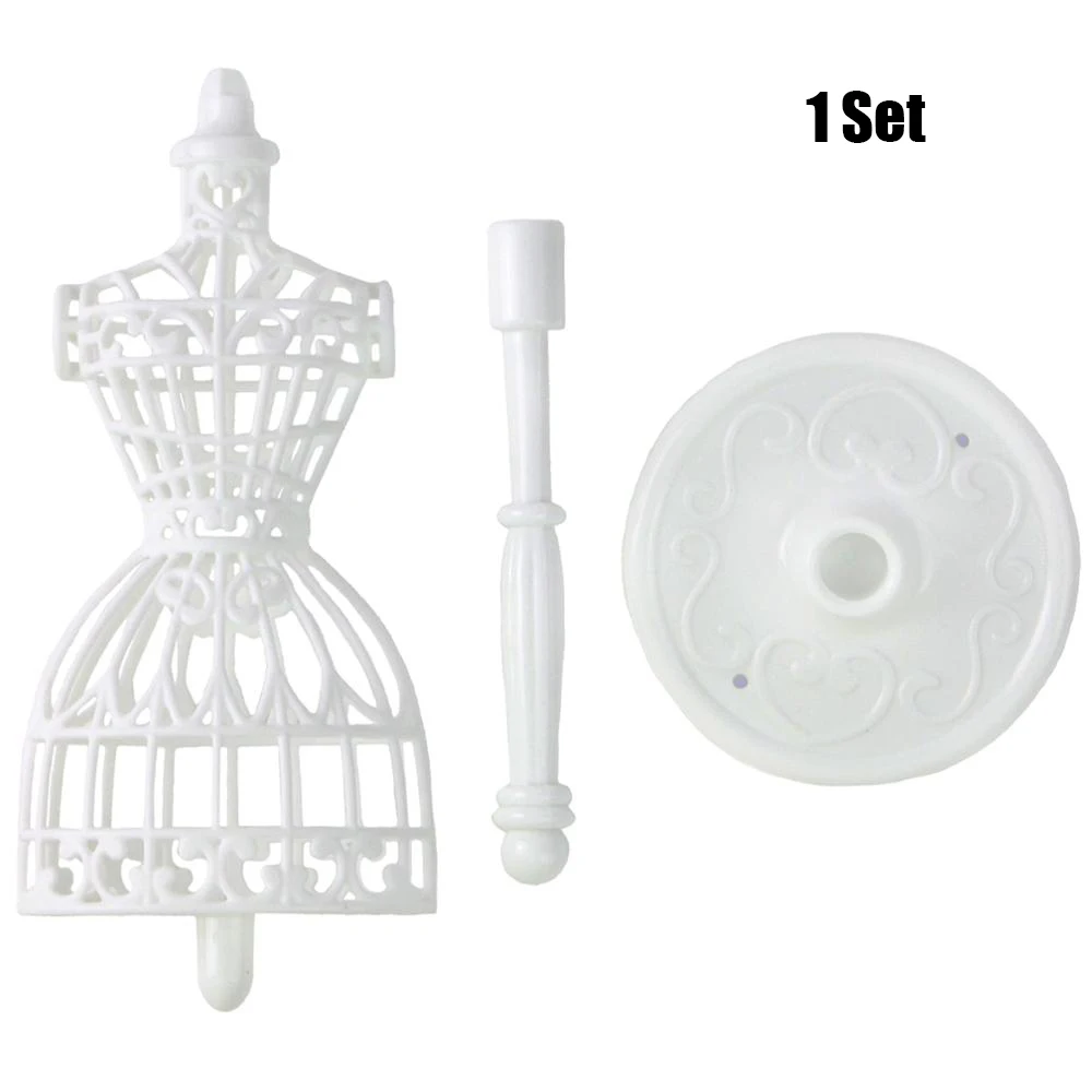 1Set White Display Hollow Model Hanger Holder Stand Gown Dress Clothes Rack Doll Mannequin Girls Dolls DIY Dollhouse Accessories images - 6