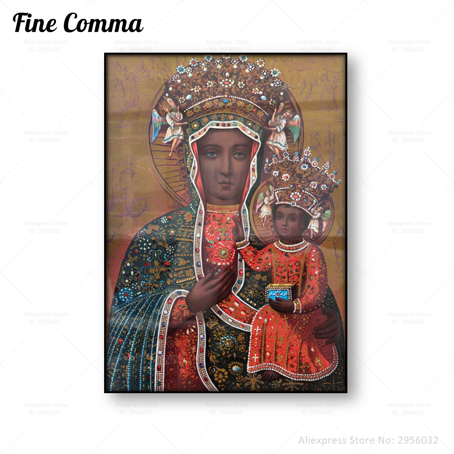 Винтажный постер черная Мадонна Our Lady of Czestochowa Дева Мэри чёрная стена Иисуса