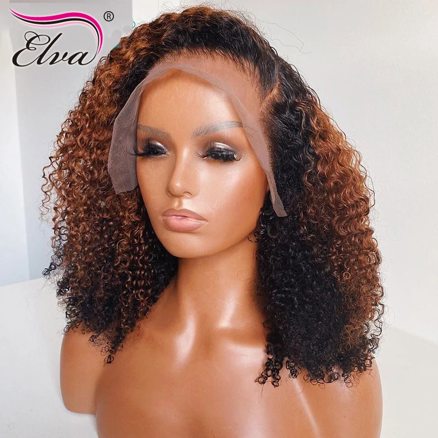 Elva Hair 13x6 вьющиеся передние парики из человеческих волос на сетке предварительно