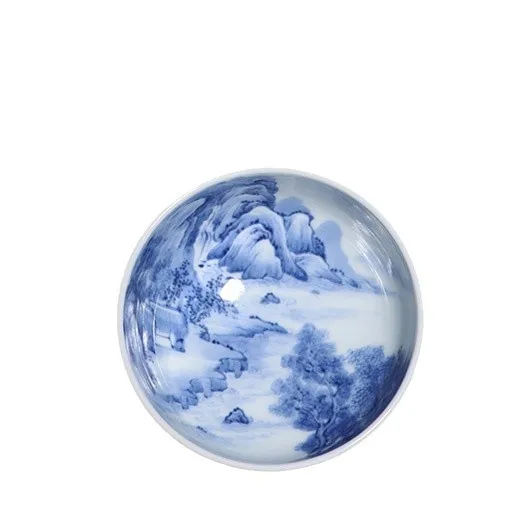 JingLin, paisaje azul y blanco, hide empty despu&eacute;s de la lluvia, figura de bosque pu-erh, taza de t&eacute; de 100 cc-2