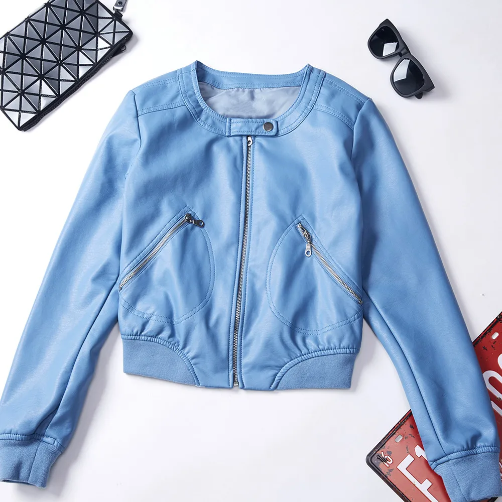 Ailegogo Новый 2018 для женщин повседневные куртки женские короткие байкерские черные