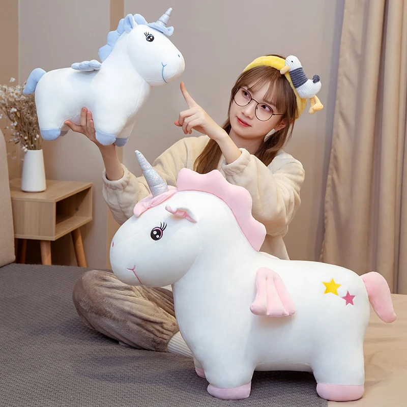 

Kawaii Blue Pink Unicorn Pillow Stuffed Doll Plush Toy Soft Animal Horse Children's Toys Girl Birthday Gifts