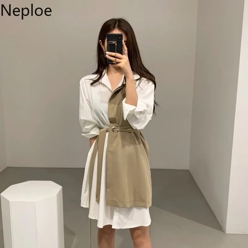 Женское платье на шнуровке Neploe корейское Элегантное летнее мини-платье с