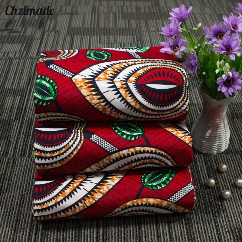 Chzimade 1 ярд Анкара африканская хлопчатобумажная ткань с принтом лоскутное платье