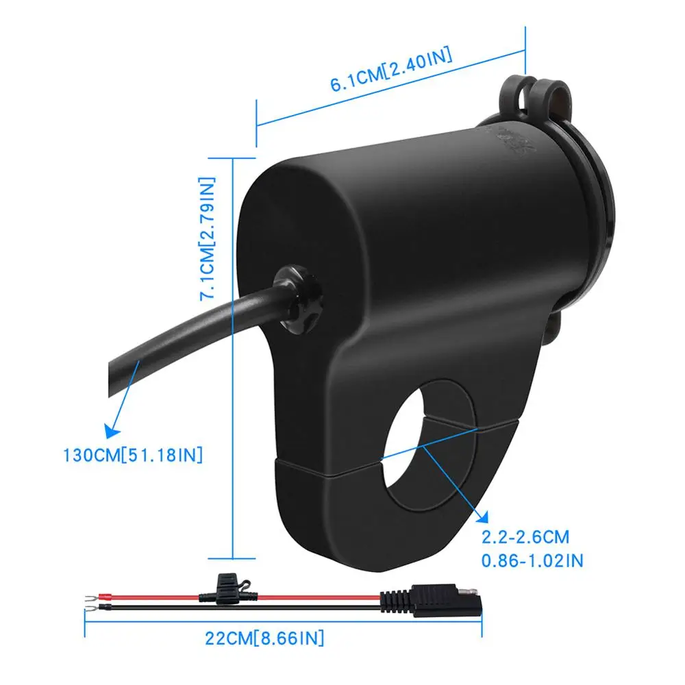 

Pop Upgrade Motorcycle Aluminum Alloy Waterproof Mobile Phone Charger Digital Display Voltage 2.4A Car USB With Power Off Switch
