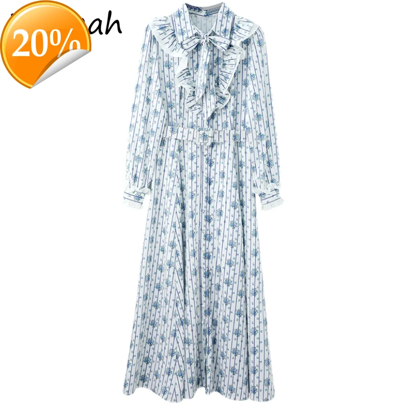 

Women Summer Fashion Designer Party A-Line Dress Long arm Arch Sharpen High waist Printed Ladies Midi Vestidos