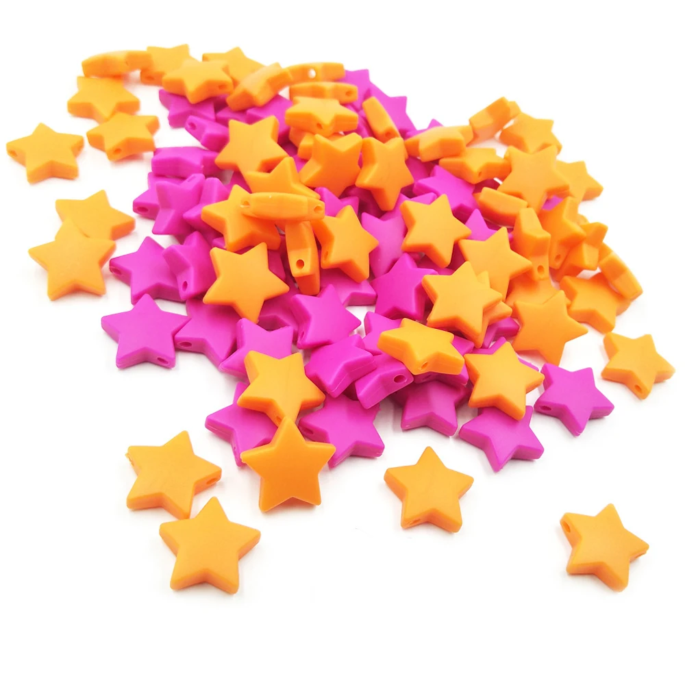 

5 Pieces Star Silicone Beads Baby Teether Teething Loose Beads Food Grade Teether Beads Baby DIY Pacifier Chain