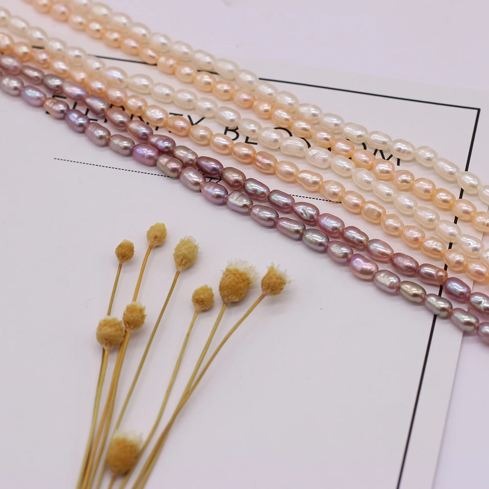 

2021 Natural Pearl Beaded Rice-shaped Exquisite Fashion Beads for Jewelry Making Necklace Bracelet Exquisite Gift Size 3-3.5mm