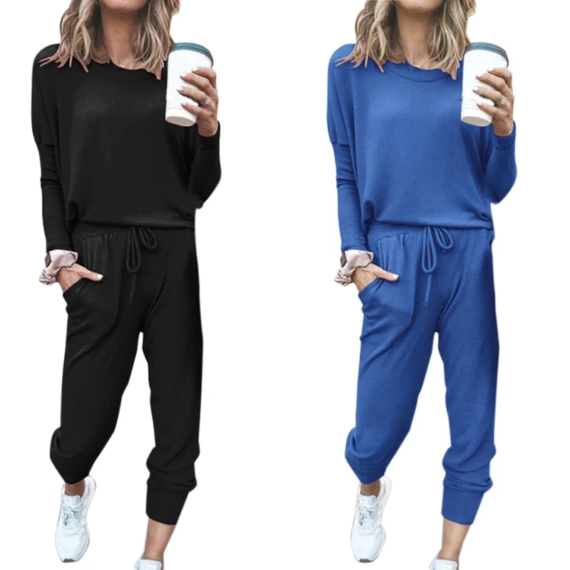 

Костюм спортивный женский из 4 предметов, повседневная одежда для бега, корейский стиль, спортивный костюм, черный и синий цвета