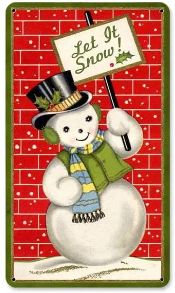 

Losea Snowman Metal Sign Vintage Look Rustic Garden Home Decor 12 x 8 Inches
