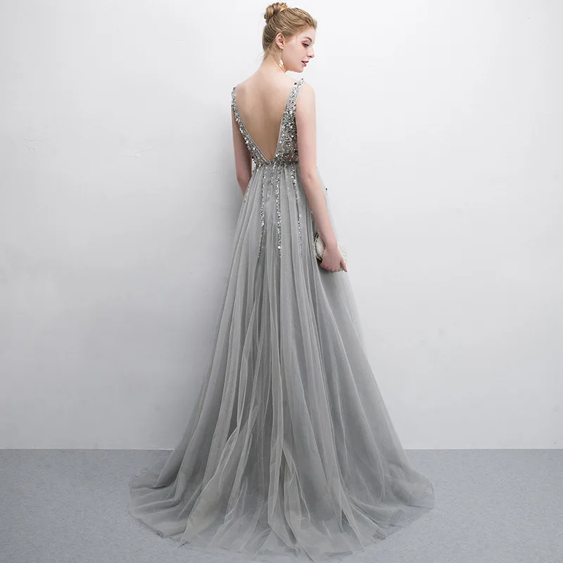 Evening Dresses Long Robe De Soiree Crystal Beaded Vestidos Gala Backless Women Formal Dress Party Prom Gown | Свадьбы и торжества