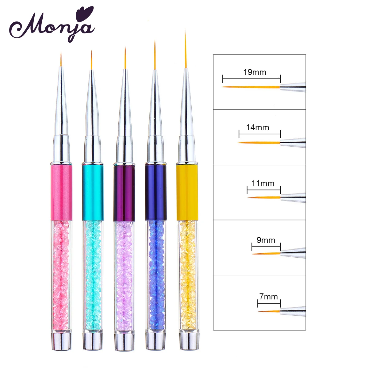 Monja 5 шт./компл. Стразы для нейл арта ручка в полоску лайнер рисования кисть с УФ