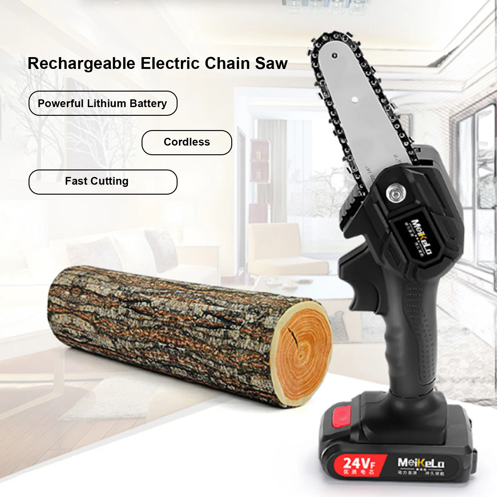 

Handheld Electric Chain Saw Mini Portable Pruning Shears Chainsaw Rechargeable Cordless Cutter for Tree Branch Wood Cutting