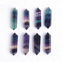 1pc natural colorful fluorite hand polishing hexagonal double terminated crystal points wand meditation reiki healing stone gift