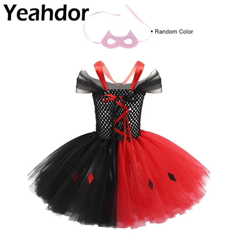 Детский костюм клоуна для косплея девочек наряд без рукавов на шнуровке платье с