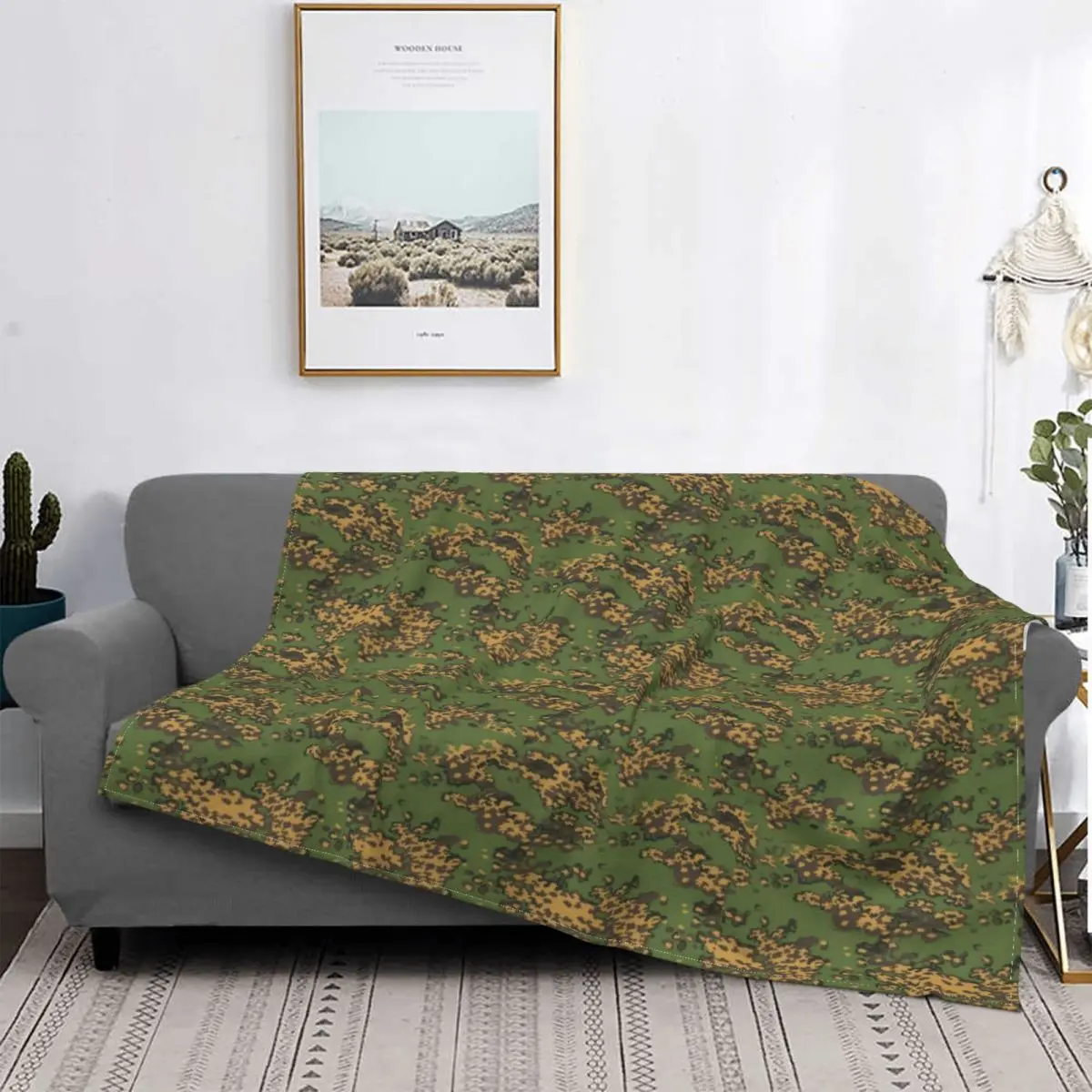 

Russian Woodland Camouflage Russian Blanket Fleece Autumn/Winter Popular Super Soft Throw Blanket for Bed Travel Quilt
