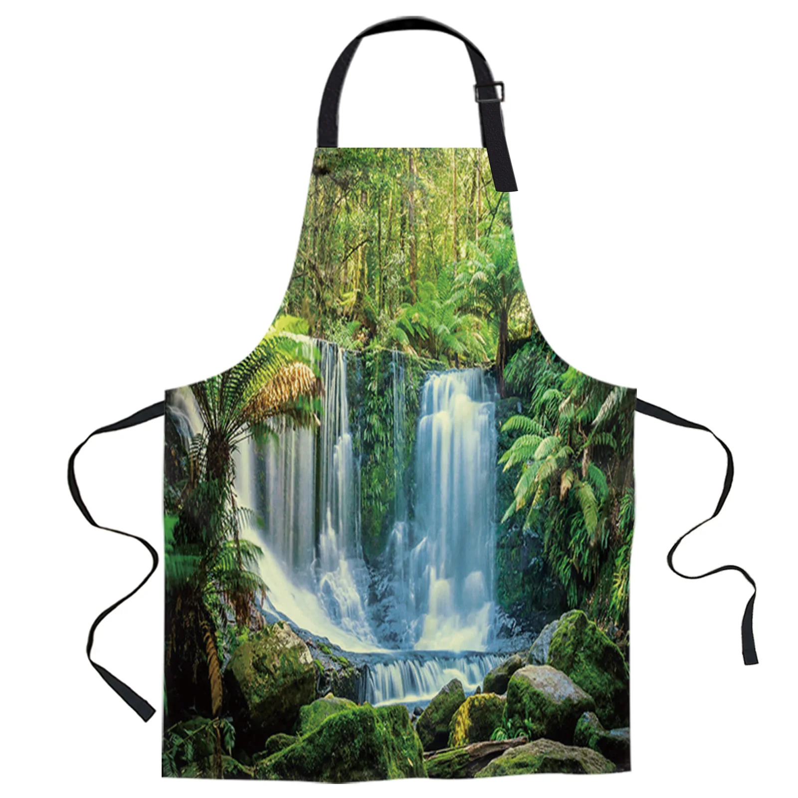 

Живописные Кухонные фартуки для выпечки с принтом водопада из тропического леса, холщовые фартуки без рукавов для женщин, мужчин, детей, дом...