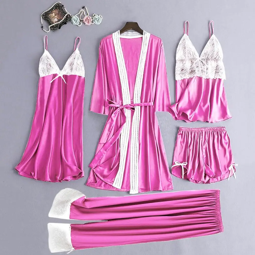 5 шт. Для женщин платья из сатина с кружевами и камзол шорты бантиком рубашки