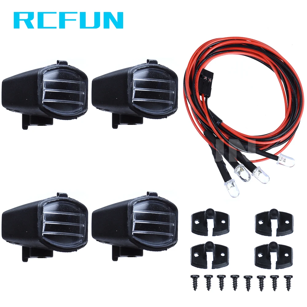 

RCFUN 4pcs Led Spotlight Roof Light Lampshade For 1/10 RC Crawler Car TRX4 Defender D90 D110 Axial Scx10 90046 CC01 TF2