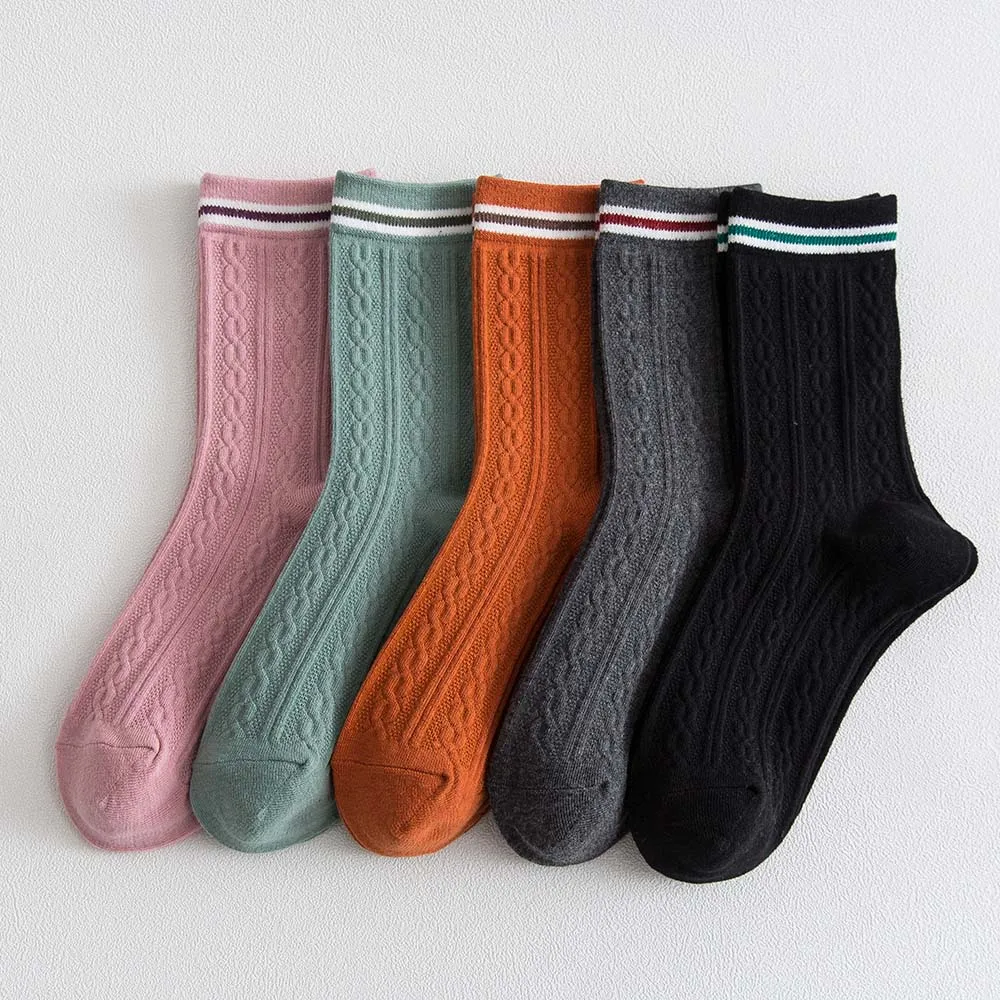 2020 New Products Women's Winter Breathable High Quality Pure Cotton Fashion Deodorant Casual Socks 5 Pair