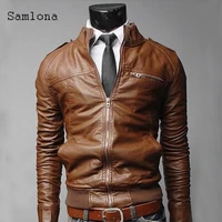 plus size 3xl mens pu leather jacket 2021 spring autumn motorcycle jackets brown faux leather outerwear slim fit men clothing