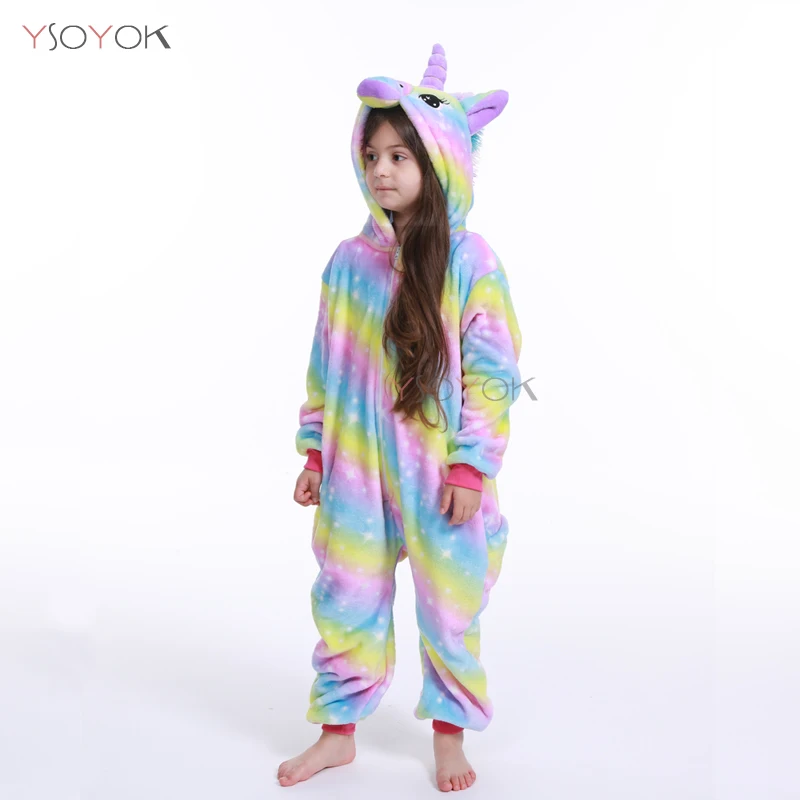 Детские пижамы кигуруми в виде единорога комбинезон животных для мальчиков и