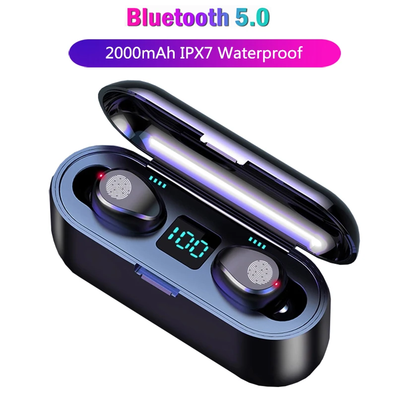 

F9 tws Sports Headphones Wireless Earphones Bluetooth 5.0 led display Mini Earbuds For Mobile phones pk i7s i9s i11 i12 i30 i60