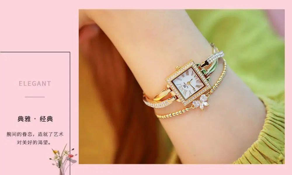 Часы женские с маленьким циферблатом золотистые квадратные|Женские наручные