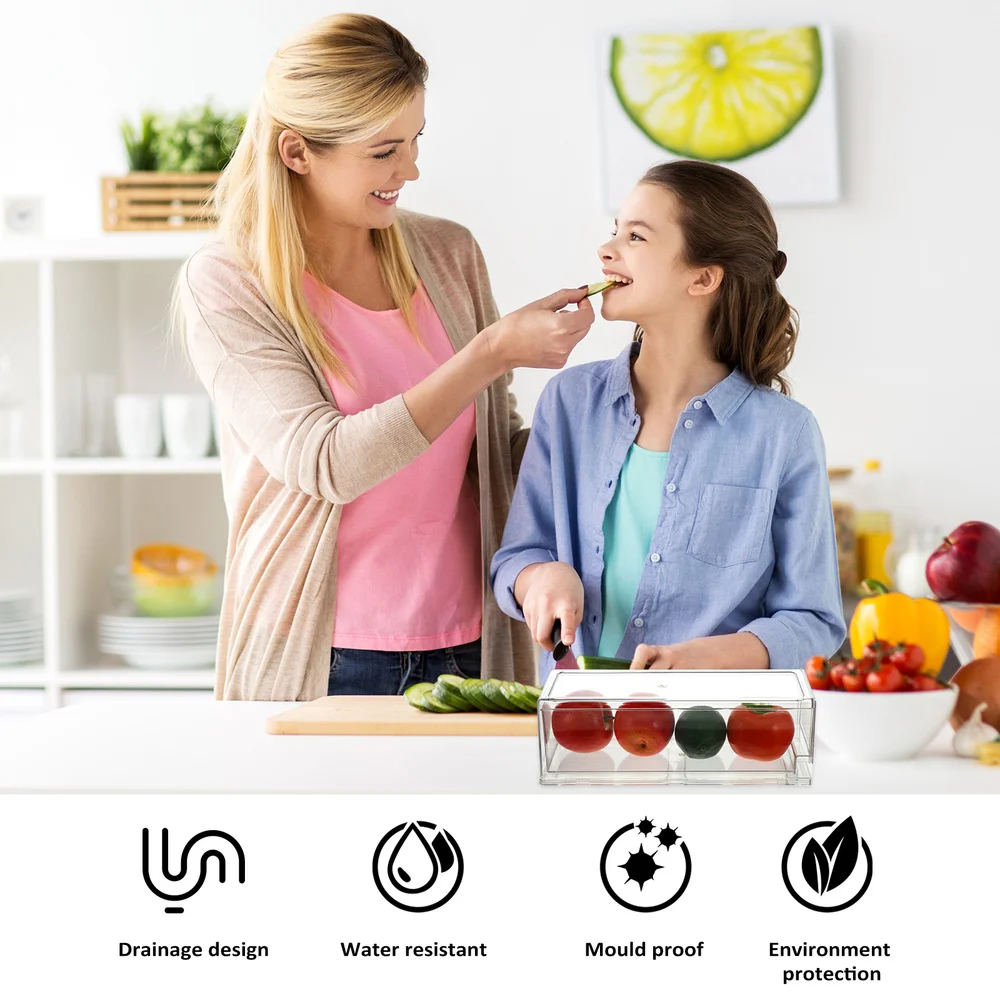 

1Pc Fridge Organizer Bin Refrigerator Storage Box Freezer Storage Bin Holder