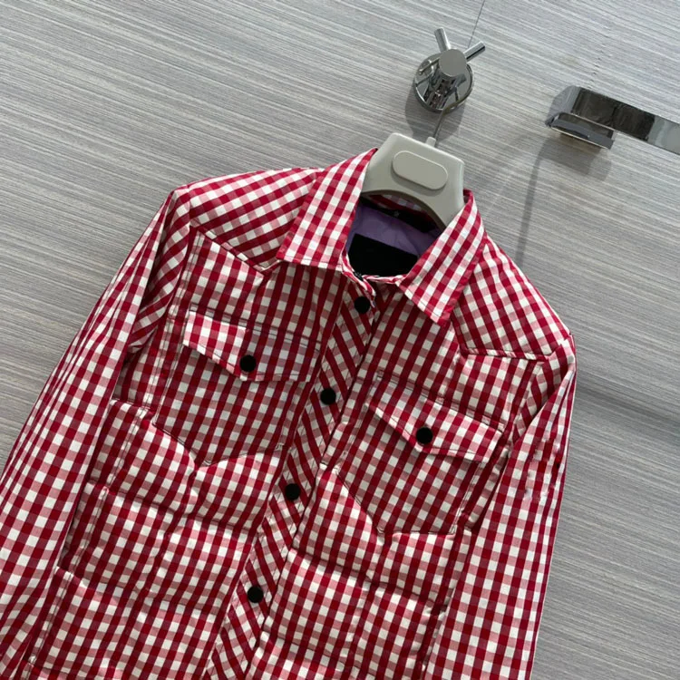 

Роскошные брендовые клетчатые пуховики для Женщин, Модные приталенные пуховики с большими карманами, высококачественные белые гусиные пух...