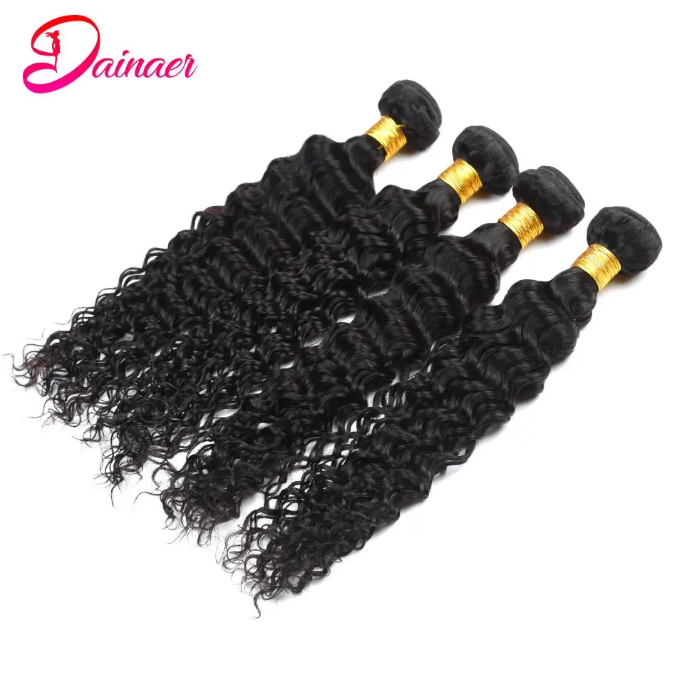 

Peruvian Deep Curly Human Hair 4 Bundles Virgin Weaving Extensions Natural Color Can be Dyed Free shipping Dainaer Hair