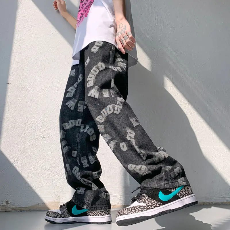 

2021 Spring And Autumn New Youth Popular Loose Personality Printed Mopping Pants Fashion Casual All-match Straight Leg Pants