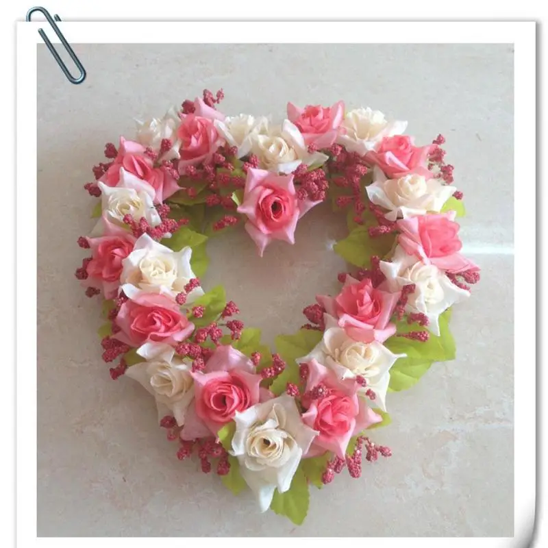 Искусственные цветы в форме розы сердца с цветочной гирляндой для украшения