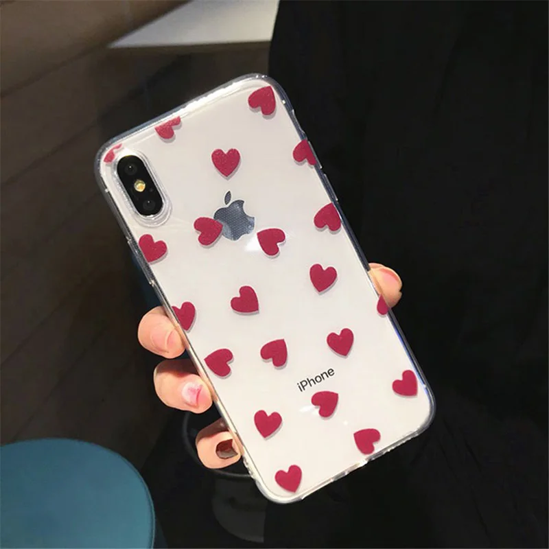 b Чехол для телефона LOVECOM для iPhone 11 Pro XS Max XR XS X 6 6S 7 8 Plus Love Heart из мягкого термополиуретана Ультратонкий Прозрачный чехол для задней панели телефона в подарок - Цвет: b