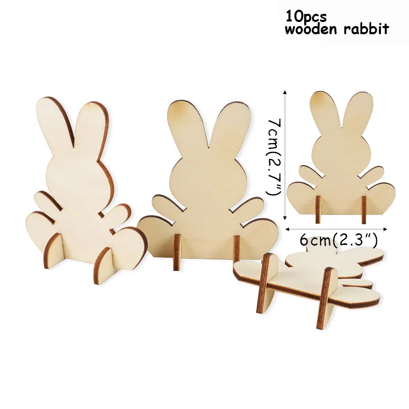10pcs wooden craft Наволочка на подушку с пасхальным Кроликом, яйцами, пасхальными, шоколадными яйцами, курицей, пасхальными украшениями для дома, вечерние украшения, подарок - Цвет: 10pcs wooden craft